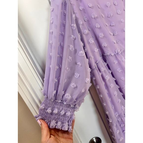 NWT Vine & Love women's textured polka dot short Sleeve Dress purple‎ Sz large - Picture 4 of 12